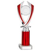 SILVER/RED 'DIAMOND' HOLDER ASSEMBLED ON MARBLE (2" CEN/3" TUBE) - 9.75in